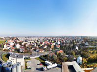 "Panorama miasta z dachu firmy Agrotrade